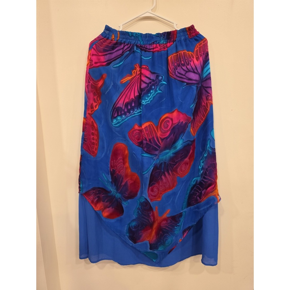Y2K Aliki Yamani 2001 Silk Blend Butterfly Print Skirt M Fairycore Maximalist